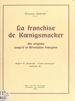 cover image of La franchise de Kœnigsmacker